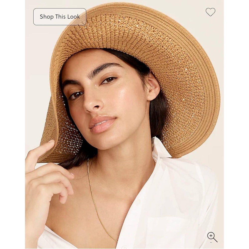 J. Crew Women's Wide Brim Straw Sun Hat Beach Vacation Floppy Beachwear